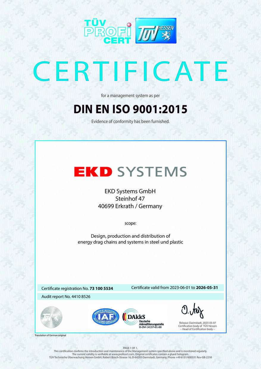 Сертификат EKD Systems GmbH, на английском